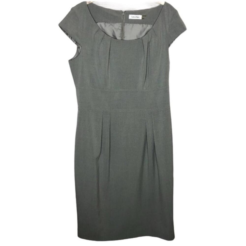 Calvin Klein Pleated Neck Sheath Dress Sz 10